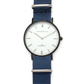 Reloj azul marino Oporto con esfera negra y blanca