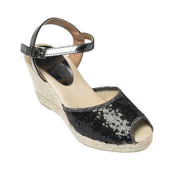 Espadrillas con zeppa e paillettes nere