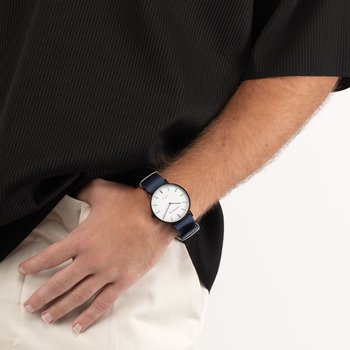 Orologio Porto blu  con quadrante bianco e nero