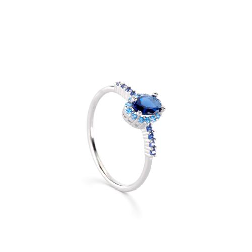 Anello zircone blu elettrico