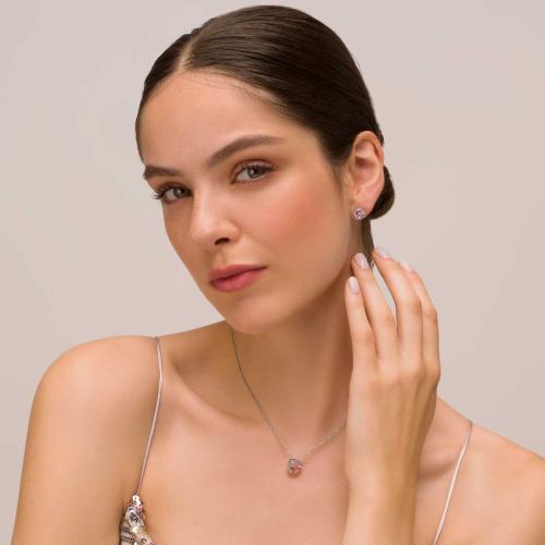 Set Gargantilla + Pendientes Cuadrados Brillantes